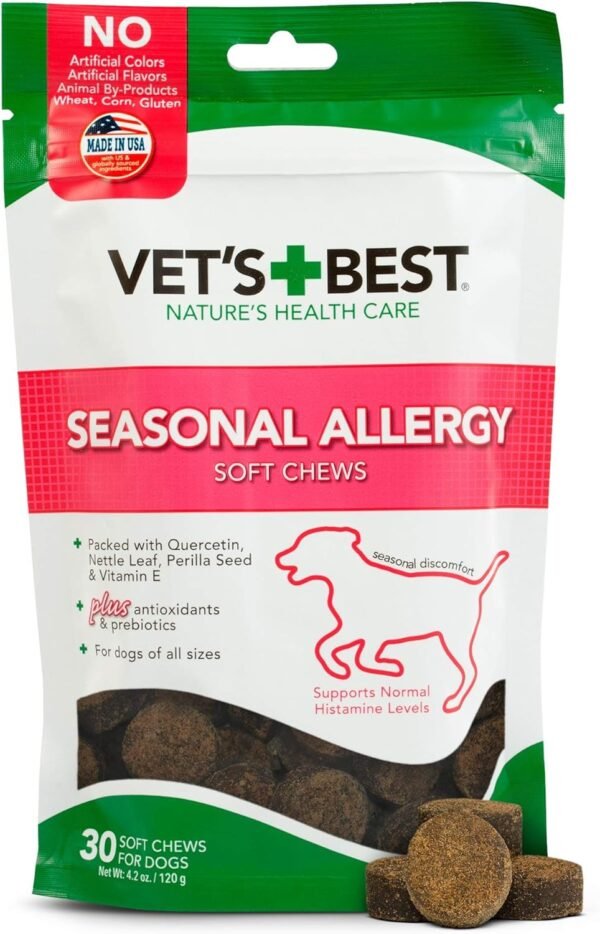 Vet's Best Seasonal Allergy Soft Chew Dog Supplements | Soothes Dogs Skin Irritation Due to Seasonal Allergies | 30 Day Supply - Image 2