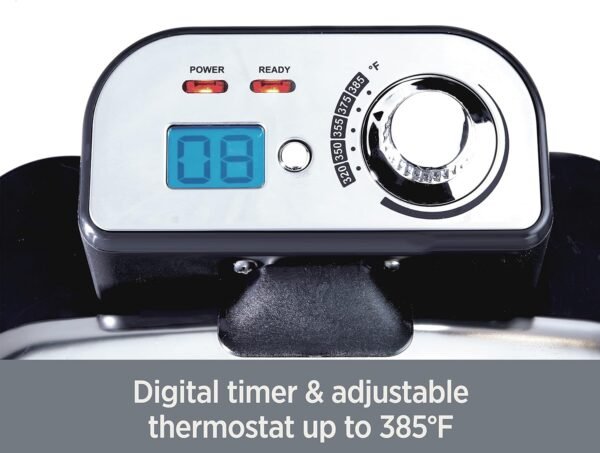 All-Clad Electrics Stainless Steel Deep Fryer with Basket 3.5 Liter Oil Capacity, 2.6 Pound Food Capacity 1700 Watts Dishwasher Safe, Easy Clean, Temp Control, Digital Timer, Oil Filtration, Silver - Image 5