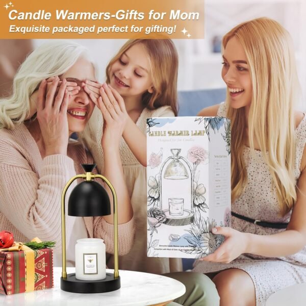 Candle Warmer Lamp with Timer - Electric Candle Light Warmer, Dimmable Black Candle Lamp Warmer with Timer,Gifts for Women,House Warming Gifts New Home, Wax Melt Warmer for Jar Candles - Image 3