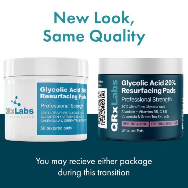 QRxLabs Glycolic Acid 20% Resurfacing Pads for Face & Body with Vitamins B5, C & E, Green Tea, Calendula, Allantoin - Exfoliates Surface Skin and Reduces Fine Lines and Wrinkles - Peel Pads - Image 9
