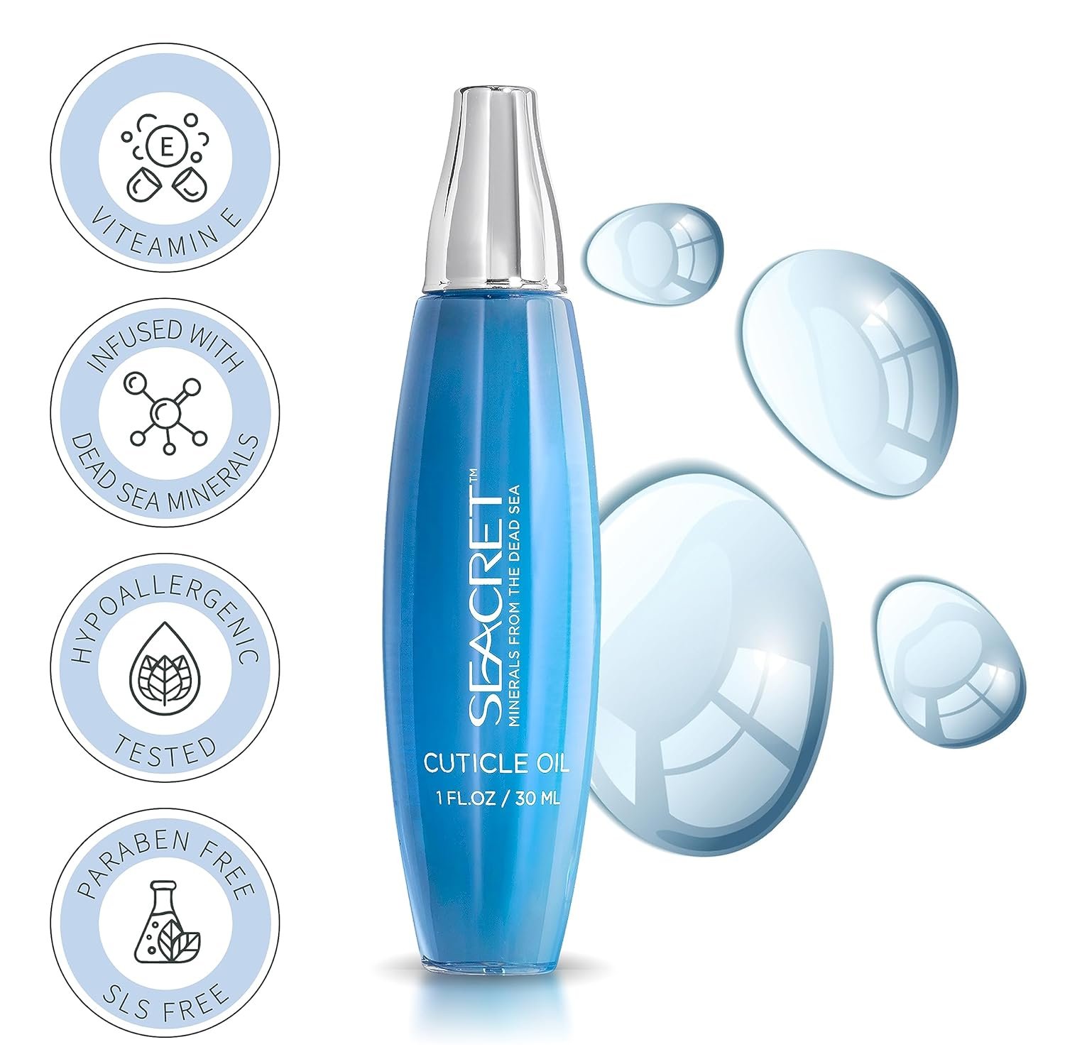 SEACRET CUTICLE OIL: Dead Sea Mineral Nail Care Treatment with Calendula, Argan, Jojoba, Sweet Almond, & Grape Seed Oils, and Vitamin E, Protects and softens All Nail Types, Made in Israel (30ml) - Image 3