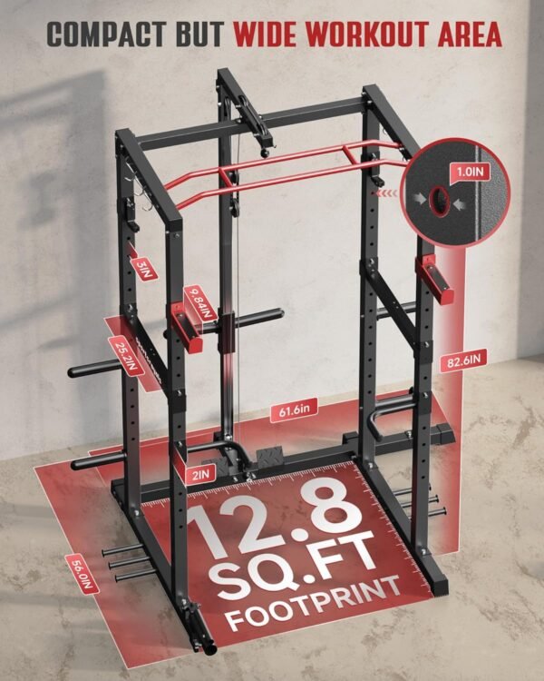Sportsroyals Power Cage,1600lbs Multi-Function Power Rack with Adjustable Cable Crossover System and More Training Attachment, Weight Cage for Home Gym - Image 8