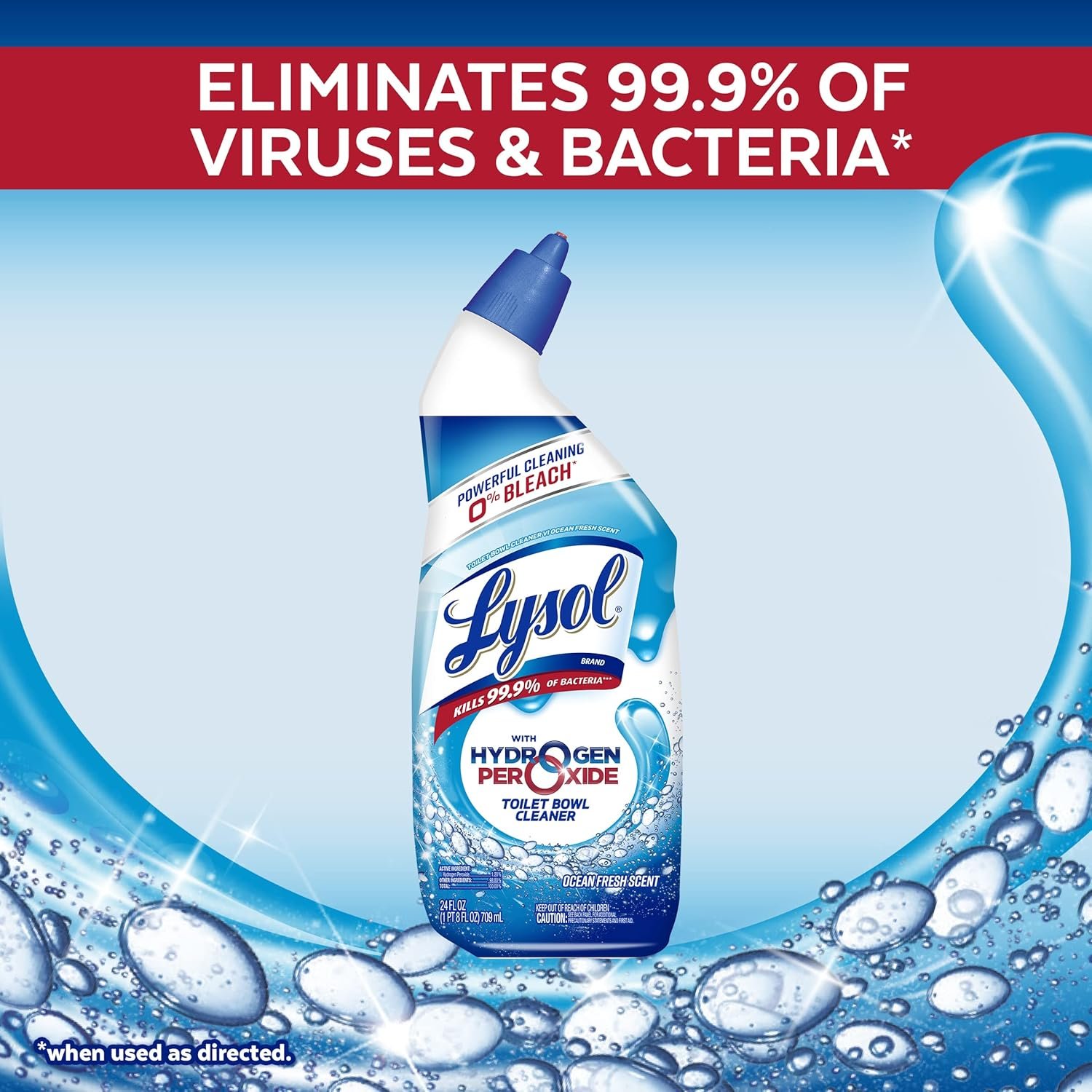 Lysol Toilet Bowl Cleaner Gel, For Cleaning and Disinfecting, Bleach Free, Ocean Fresh Scent, 24oz - Image 4