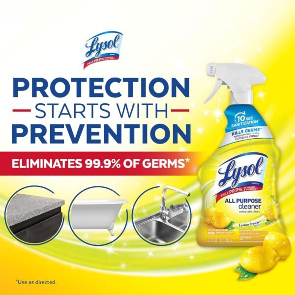 Lysol All-Purpose Cleaner, Sanitizing and Disinfecting Spray, To Clean and Deodorize, Lemon Breeze Scent, 32oz - Image 6