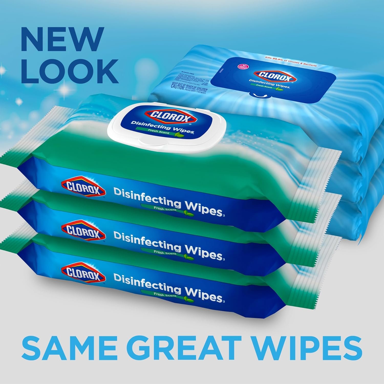 Clorox Disinfecting Wipes, Bleach Free Cleaning Wipes, Household Essentials, Fresh Scent, Moisture Seal Lid, 75 Wipes, Pack of 3 (New Packaging) - Image 3