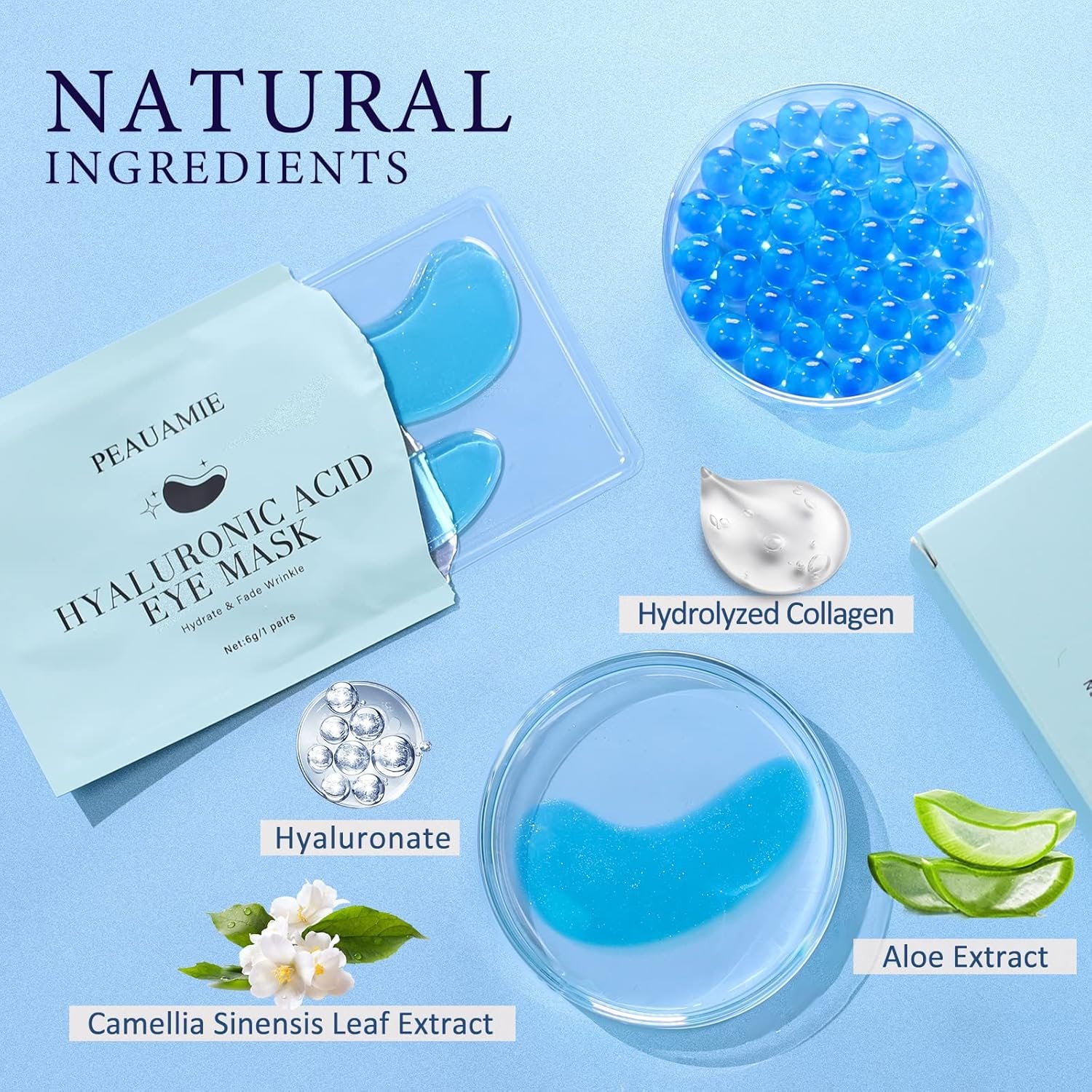 Under Eye Patchs (30 Pairs) Hyaluronic Acid Eye Mask for Dark Circles and Puffiness Wrinkle Eye Bags (Hyaluronic Acid) - Image 6