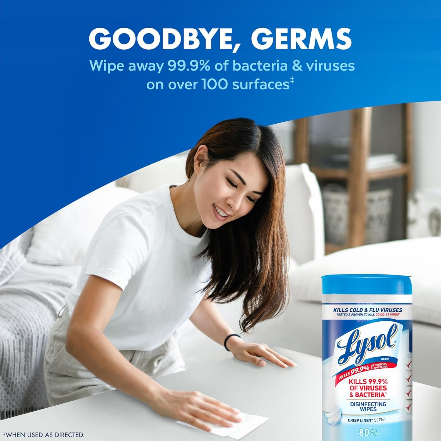 Lysol Disinfectant Wipes Bundle, Multi-Surface Antibacterial Cleaning Wipes, contains x2 Lemon & Lim Blossom, Crisp Linen, Mango & Hibiscus, Pack of 4 - Image 4