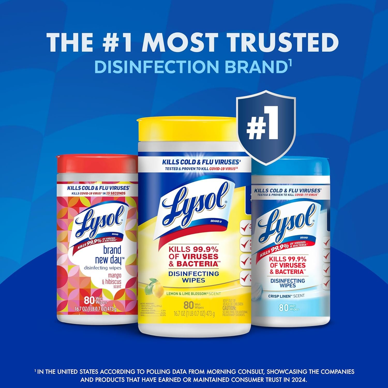 Lysol Disinfectant Wipes Bundle, Multi-Surface Antibacterial Cleaning Wipes, contains x2 Lemon & Lim Blossom, Crisp Linen, Mango & Hibiscus, Pack of 4 - Image 3