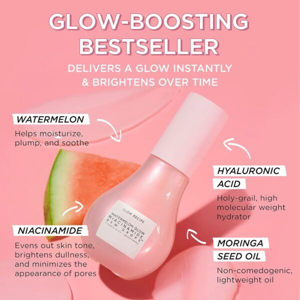 Glow Recipe Niacinamide Dew Drops Face Serum - Hydrating Korean Skincare & Illuminating Makeup Primer for Dewy, Glass Skin - Hyaluronic Acid Serum for Face Brightening, Plumping & Highlighting (15ml) - Image 4