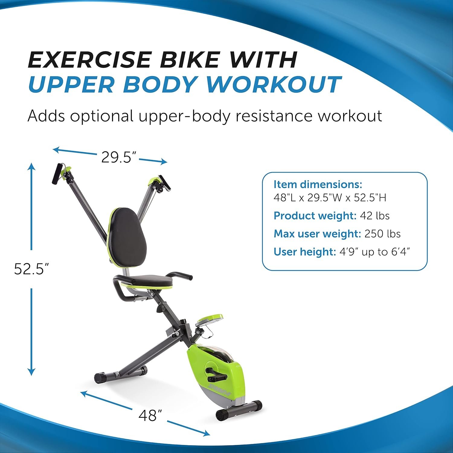 Stamina Wonder Exercise Bike | Build Upper and Lower Body Strength on One Machine | Includes Two Online Workout Videos, Chartreuse and Gray - Image 4