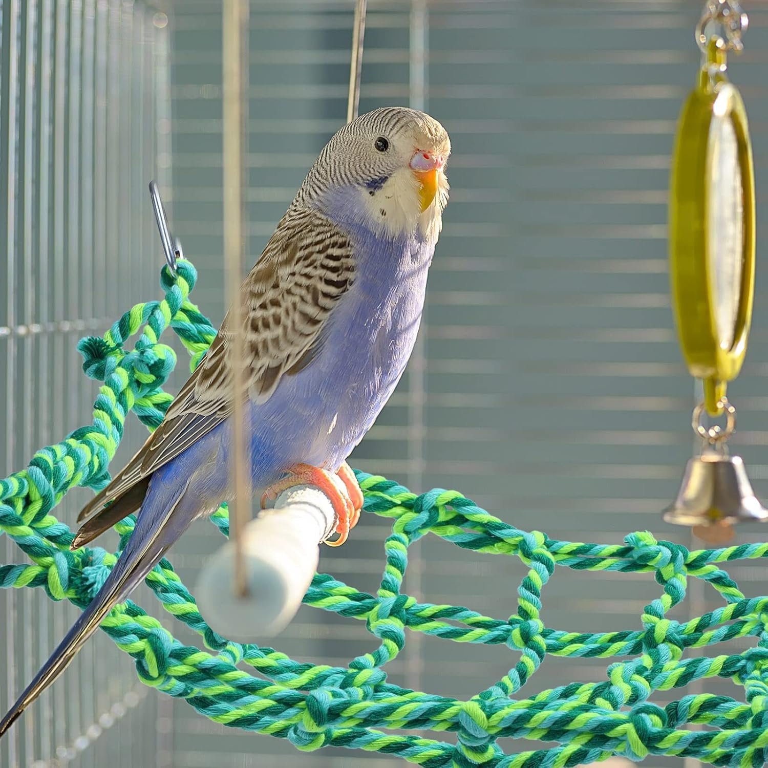 Weewooday 2 Pieces Rat Cage Accessories Rat Toys Rat Climbing Bird Rope Net Pet Hanging Hammock for Hamster, Mice, Parrot, Bird, Sugar Glider Habitat Decor and Play(Multi Color,11 x 7.8 Inch) - Image 6