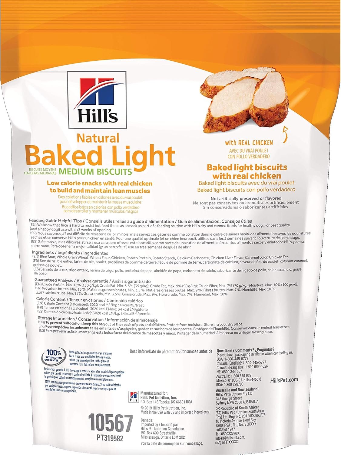 Hill's Natural Baked Light Biscuits, All Life Stages, Great Taste, Dog Treats, Chicken (medium & large breeds), 8 oz Bag - Image 3