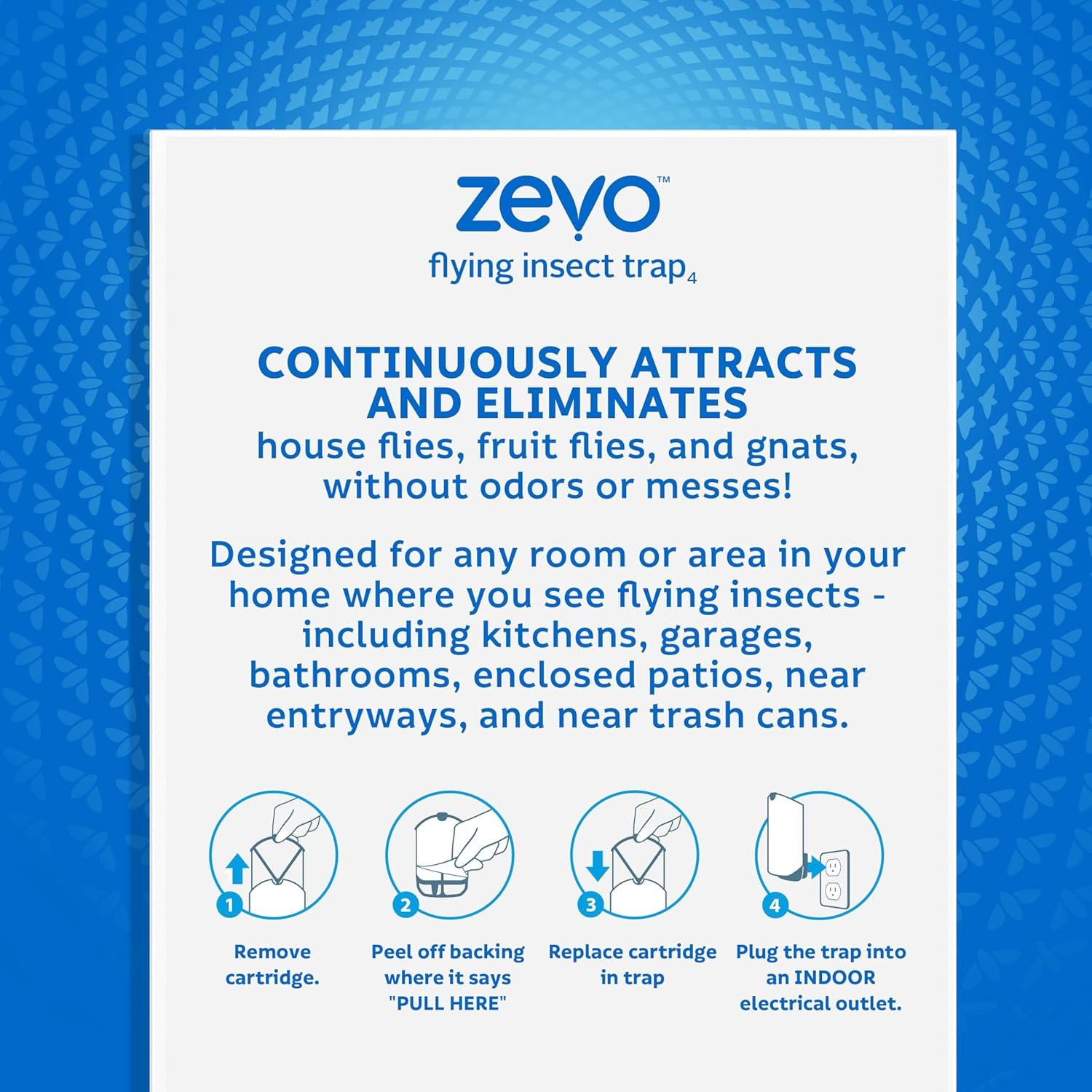 Zevo Flying Insect Trap for Indoors: Light Trap Captures Fruit Flies, Gnats and Houseflies, Starter Kit (1 Plug-in Base + 1 Cartridge) - Image 10