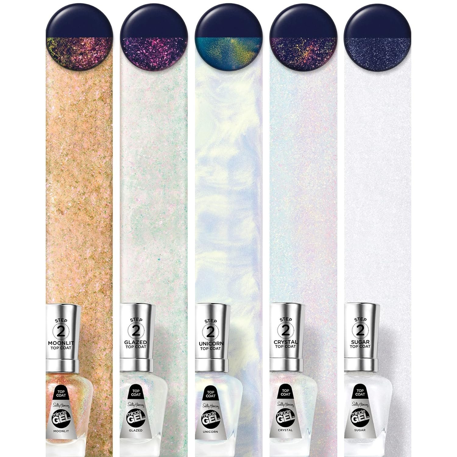 Sally Hansen Miracle Gel™, Moonlit Top Coat, Long Lasting, Gel-Like Formula, No UV Lamp Needed, Clear Nail Polish - Image 5