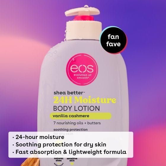 eos Shea Better Body Lotion- Vanilla Cashmere, 24-Hour Moisture Skin Care, Lightweight & Non-Greasy, Made with Natural Shea, Vegan, 16 fl oz, White - Image 5