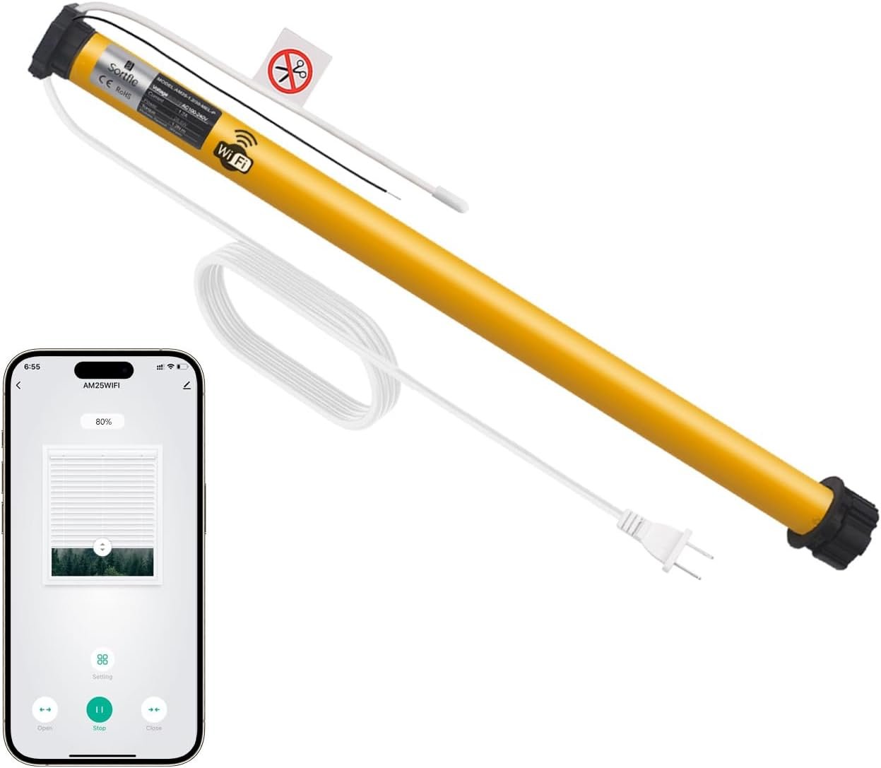 Smart Blinds Motor | WiFi Tubular Motor for Motorized Roller Shade,Windows Shade,Roller Blinds, Suitable for 1-1/2" (38mm) Diameter Tube - Only Motor - Image 2