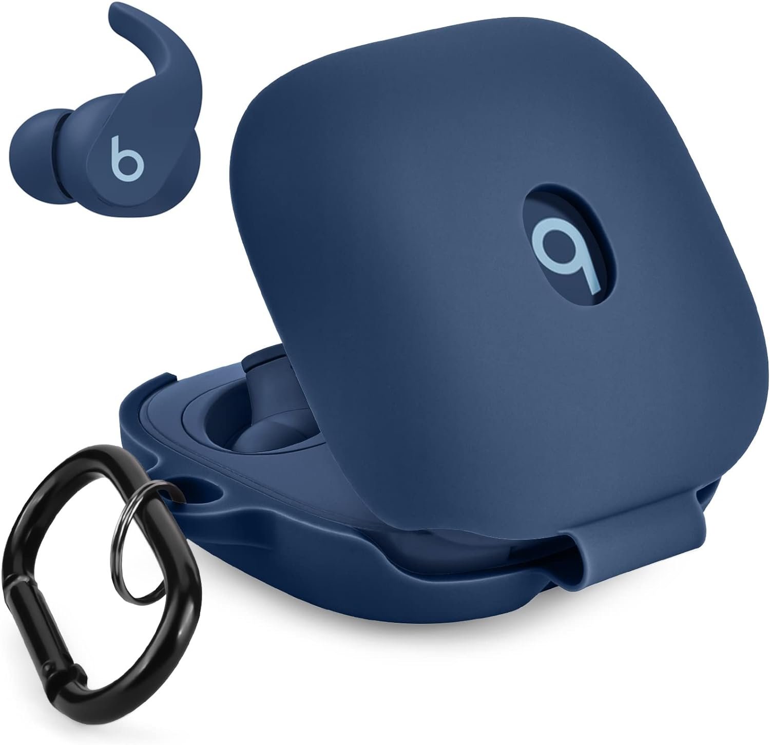 Beats Fit Pro Case Cover, VISOOM Soft Case for Apple Beats Fit Pro 2021 Silicone Protective Beats Pro Case Shockproof Beat Pro Fit Earbuds Case Cover with Keychain for Men Women (Midnight Blue) - Image 2