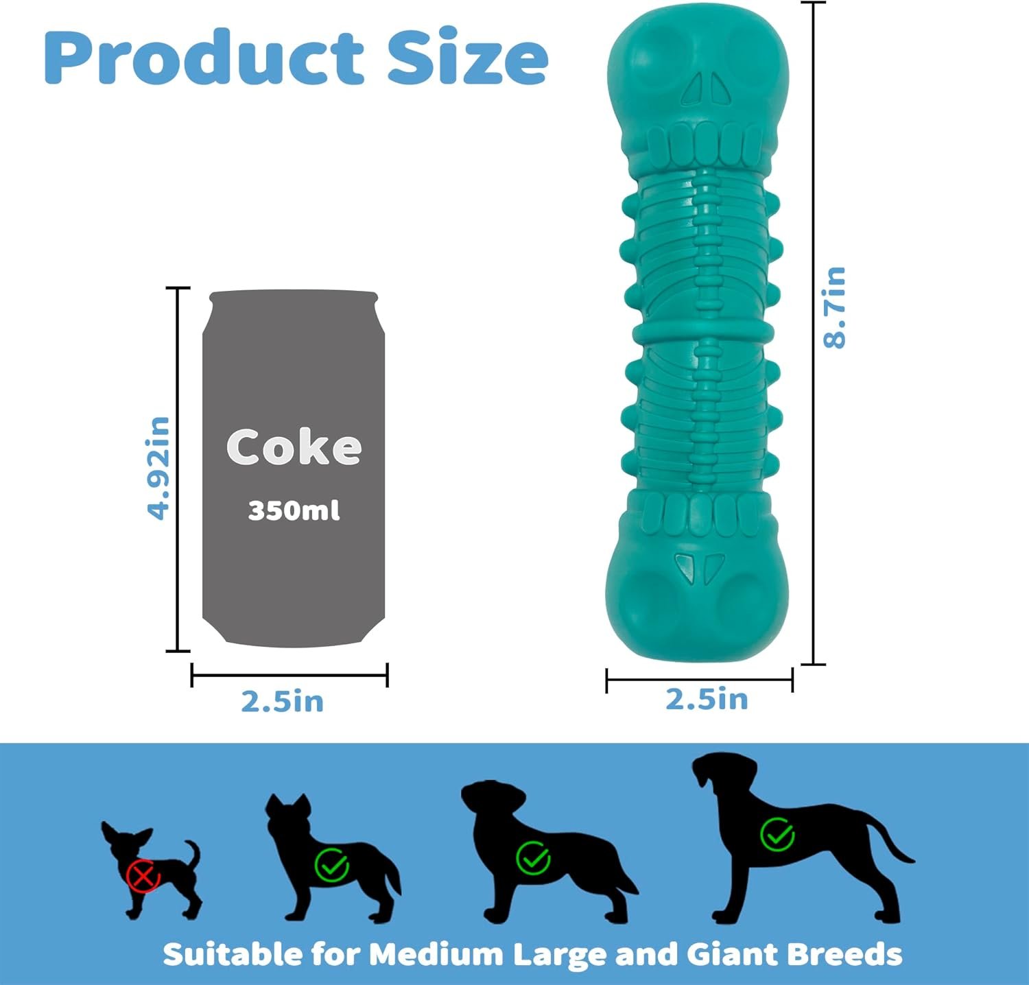Durable Squeaky Dog Toys for Aggressive Chewers – Tough Rubber Teething Toy for Puppy, Indestructible Super Chew Toy for Medium & Large Breeds, Great Dog Gift (Green) - Image 7