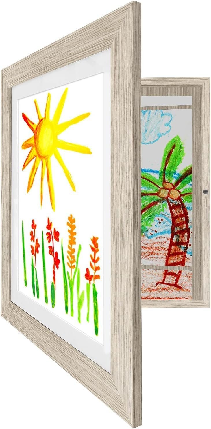 Americanflat 10x12.5 Kids Art Frame - Front Loading Picture Frame - Use as 8.5x11 Frame with Mat or 10x12.5 Frame Without Mat - My Mini Masterpiece - Holds 100 Artworks - Driftwood - Image 9