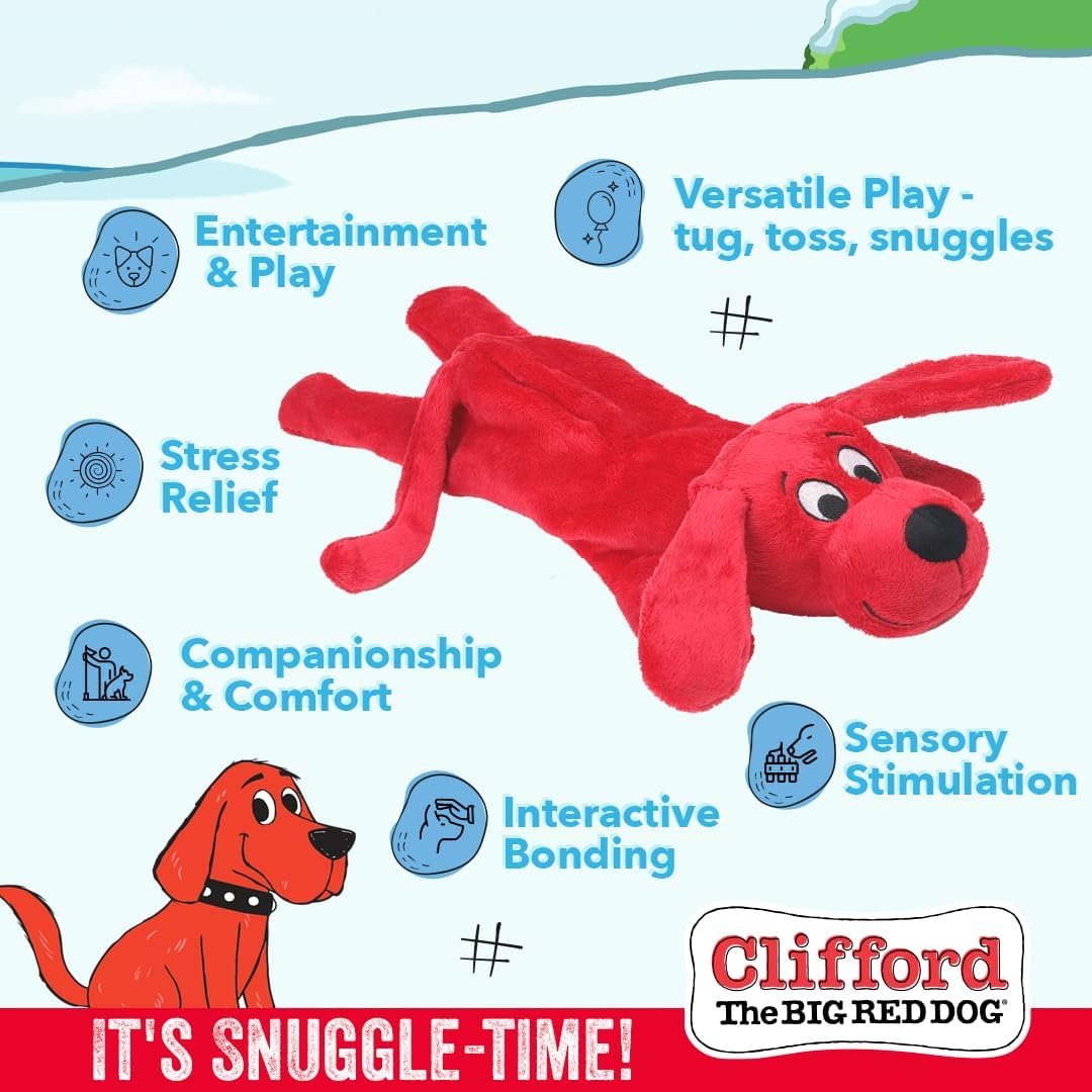 Clifford® Skinny Furry Friend Plush Dog Toy | Cozy Dog Toys for Pups Durable, Comfort, Squeakers, Crinkle, Interactive Bonding - Image 7