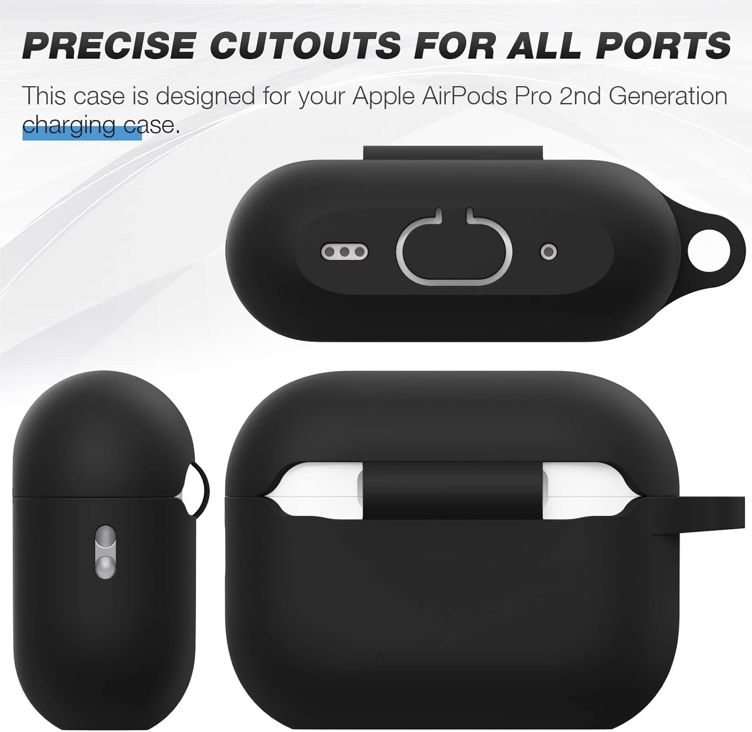 BRG Compatible with Airpods Pro 2nd/1st Generation Case Cover, Soft Silicone Skin Cover Shock-Absorbing Protective Case with Keychain Compatible for Apple Airpods Pro Case 2023/2022/2019 - Image 5