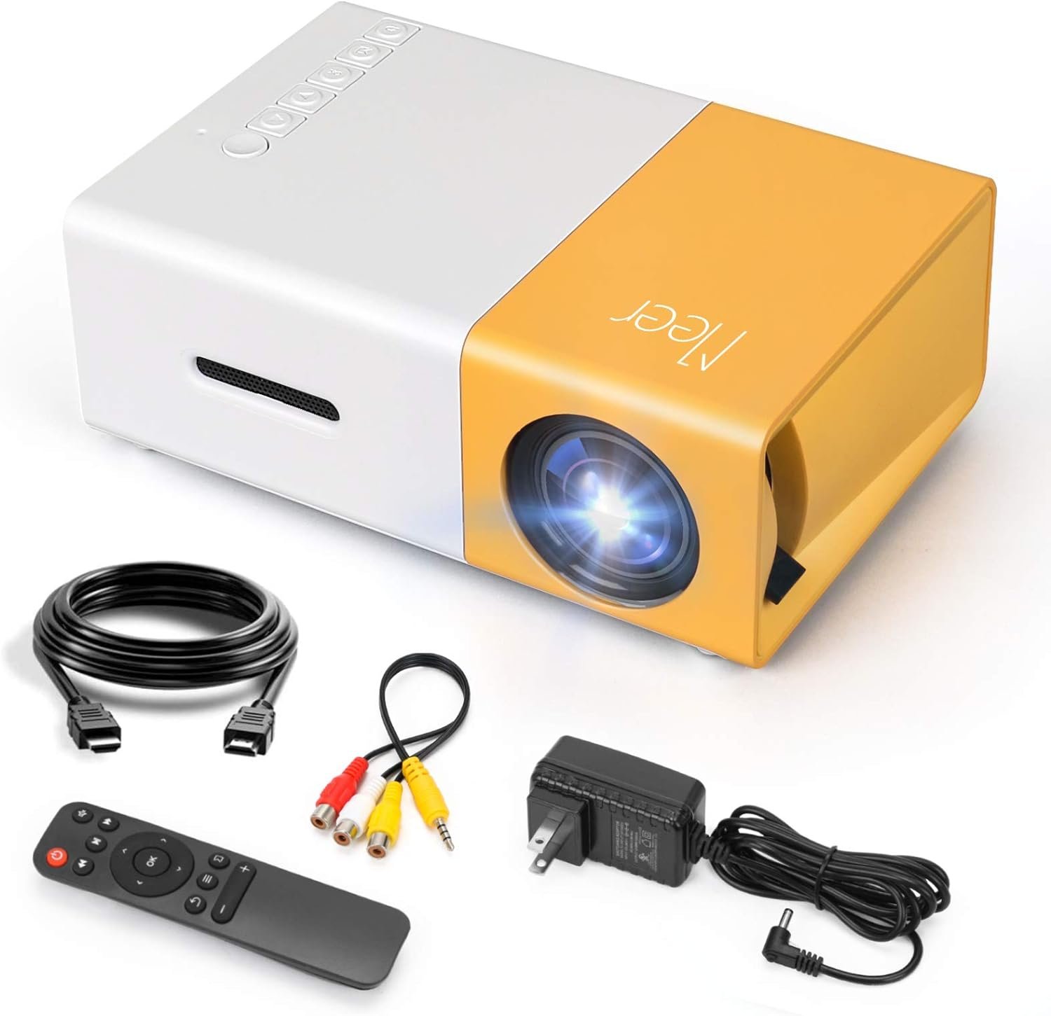 Meer Mini Projector,Portable Movie Projector,Smart Home Projector,Neat Projector for iOS,Android,Windows,PS5,Laptop,TV-Stick,Compatible with HDMI,USB,Audio,TF Card,AV and Remote Control - Image 2
