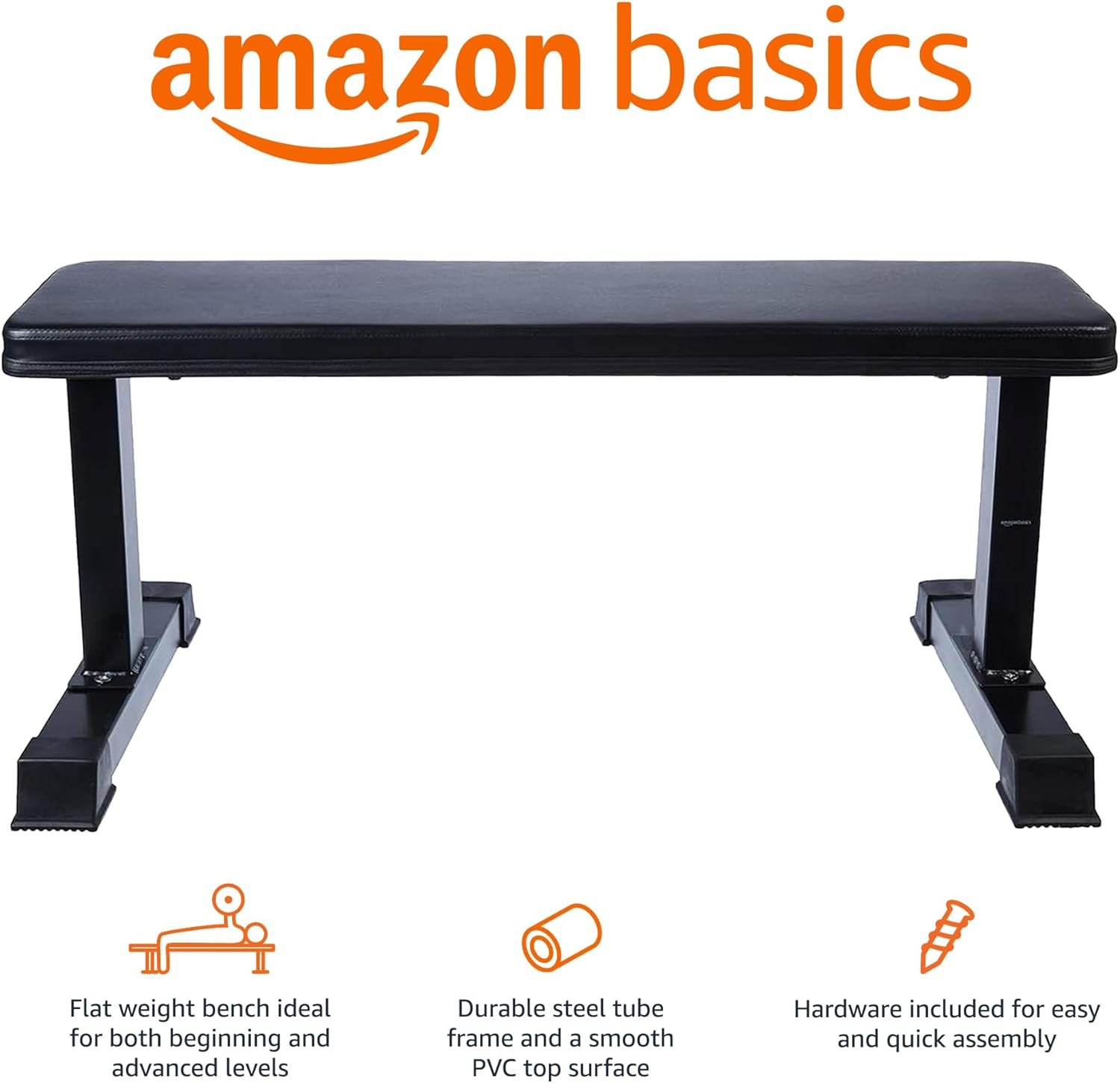 Amazon Basics Flat Weight Bench, Black - Image 3