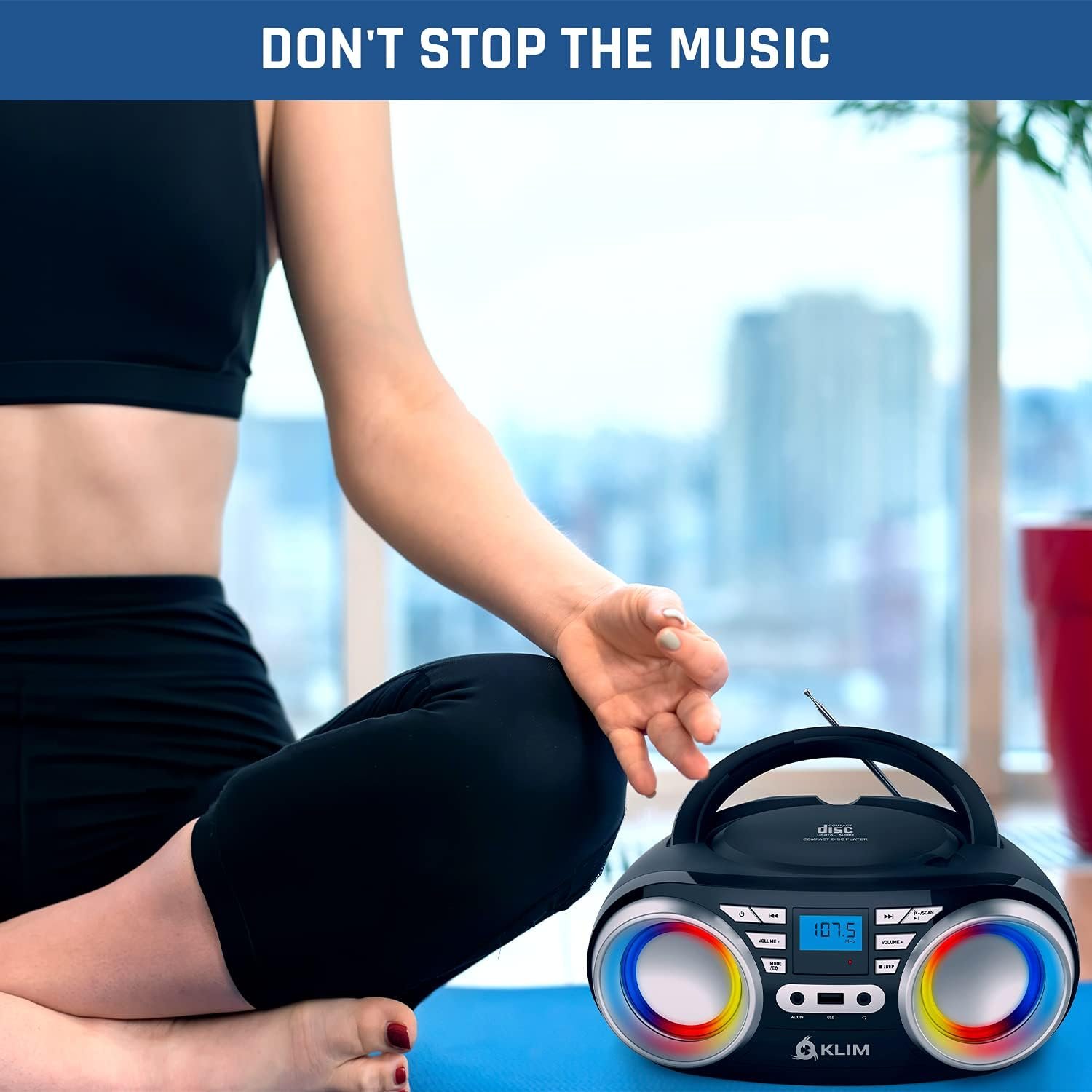 Klim B3 CD Boombox Portable Audio CD Player, FM Radio, Rechargeable Battery, Bluetooth, MP3 and AUX (Renewed) - Image 7