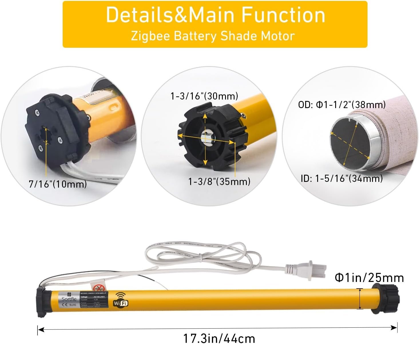 Smart Blinds Motor | WiFi Tubular Motor for Motorized Roller Shade,Windows Shade,Roller Blinds, Suitable for 1-1/2" (38mm) Diameter Tube - Only Motor - Image 5