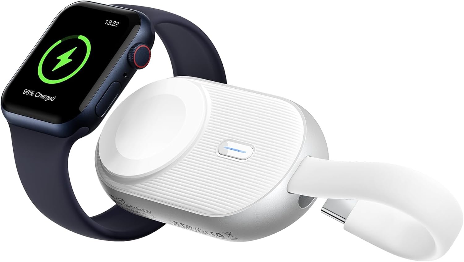 Portable Charger for Apple Watch, VRURC 1200mAh Portable Watch Charger,Magnetic Keychain Wireless Power Bank Watch Charger for iWatch Series 8/UItra/7/6/SE/5/4/3-White - Image 2