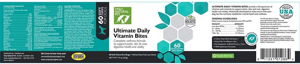 Only Natural Pet Ultimate Daily Vitamins - Complete Multivitamin Supplement for Dogs Balanced Health & Vitality - Senior Small & Large Canine Food Immune Digestive Support -60 Soft Chews (Pack of 1) - Image 10