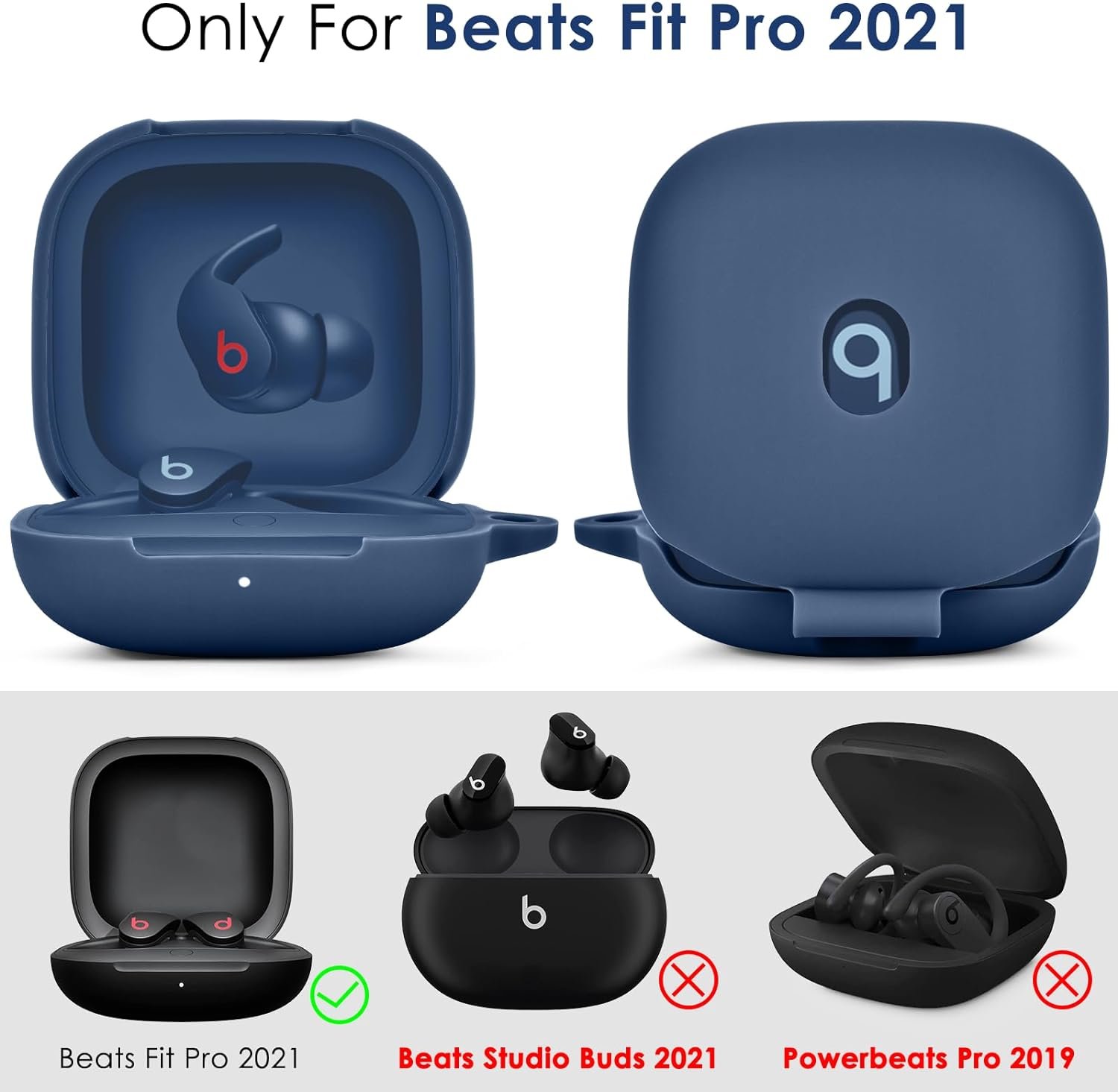Beats Fit Pro Case Cover, VISOOM Soft Case for Apple Beats Fit Pro 2021 Silicone Protective Beats Pro Case Shockproof Beat Pro Fit Earbuds Case Cover with Keychain for Men Women (Midnight Blue) - Image 3