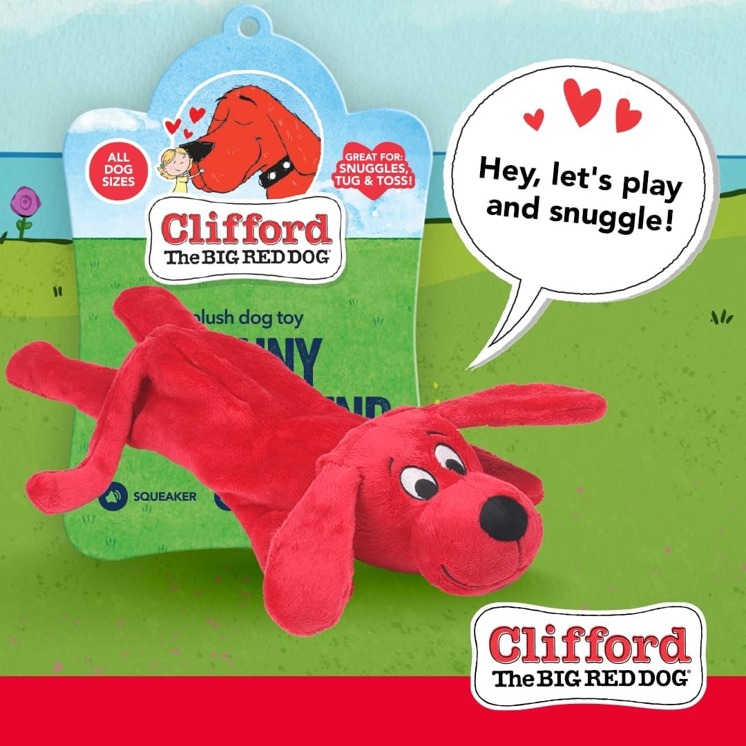 Clifford® Skinny Furry Friend Plush Dog Toy | Cozy Dog Toys for Pups Durable, Comfort, Squeakers, Crinkle, Interactive Bonding - Image 3