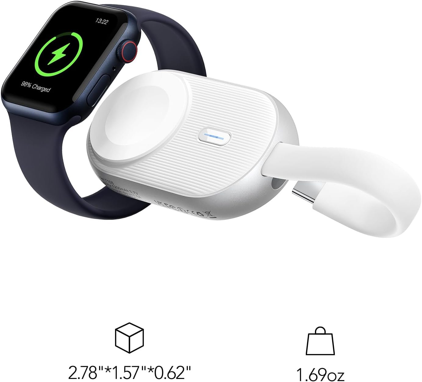 Portable Charger for Apple Watch, VRURC 1200mAh Portable Watch Charger,Magnetic Keychain Wireless Power Bank Watch Charger for iWatch Series 8/UItra/7/6/SE/5/4/3-White - Image 9