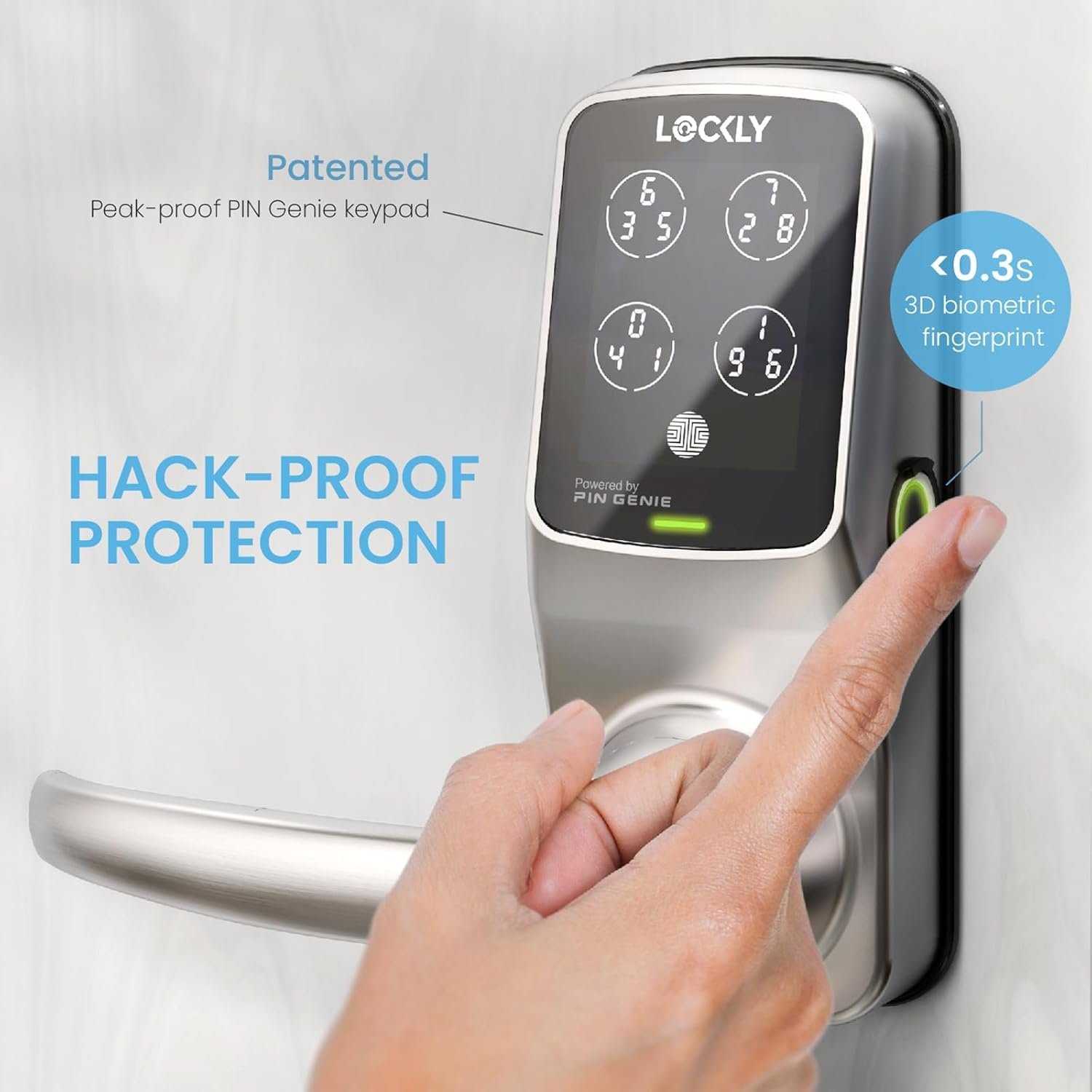 Lockly Duo Interconnected Deadbolt+Latch (PGD678W), Front Door Handle and Deadbolt Set, 3D Biometric Fingerprint Sensor, PIN Genie® Keypad, APP Remote Control (Satin Nickel) - Image 4
