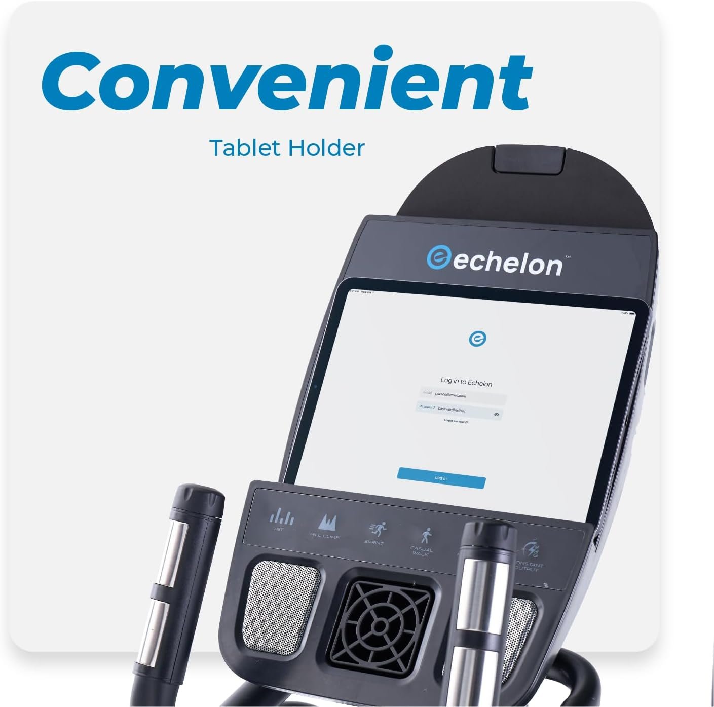 Echelon - Elliptical Exercise Machine - Work Out Equipment for Home Gym - Magnetic Resistance Mechanism - 20 Stride with Single Rail Design - Pre-Programmed LCD Monitor - Convenient Tablet Holder - Image 9