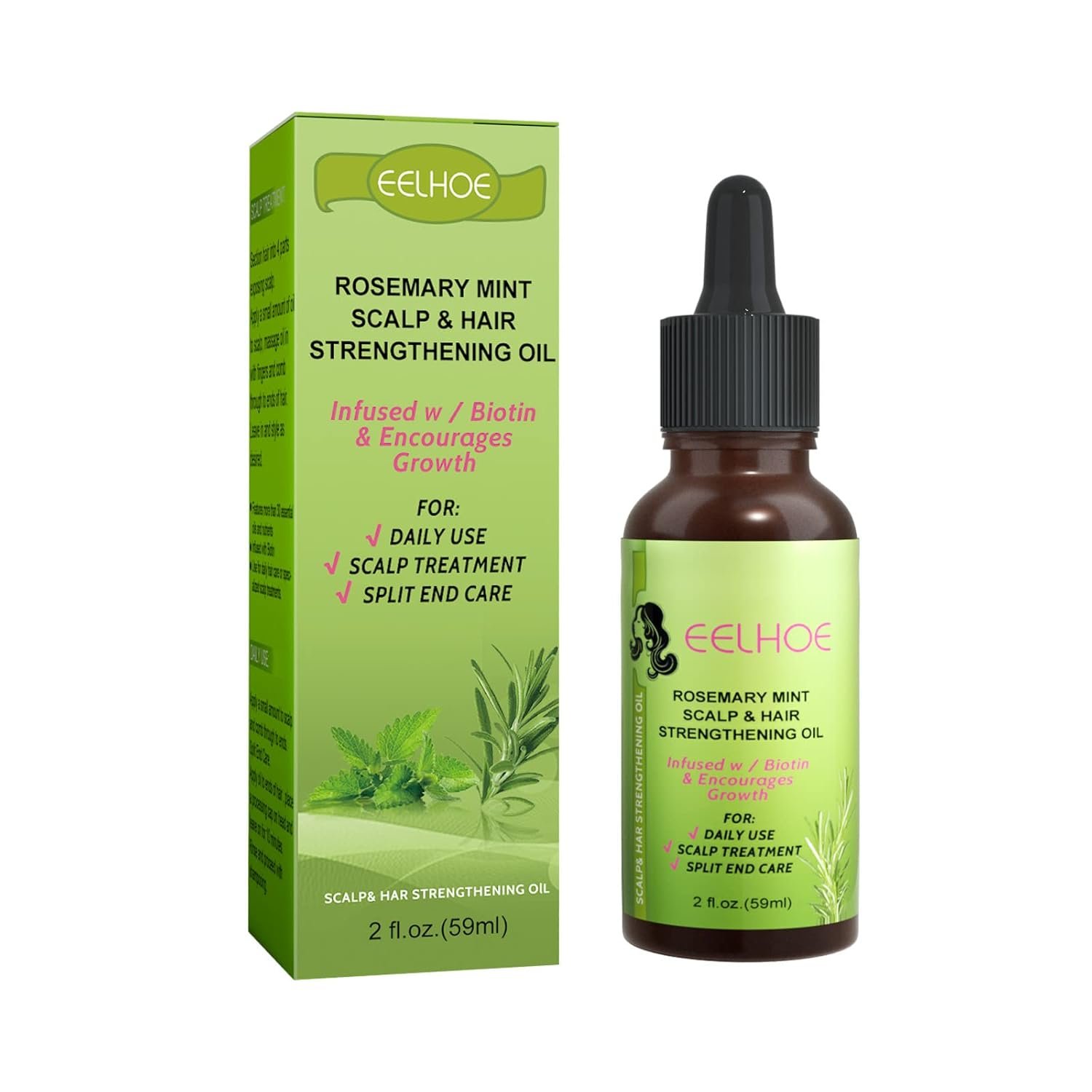 Rosemary Mint Organic Hair Growth Serum - Nourishing Oil for Split End Care, Healthy Scalp, and Hair Loss Prevention - Image 2