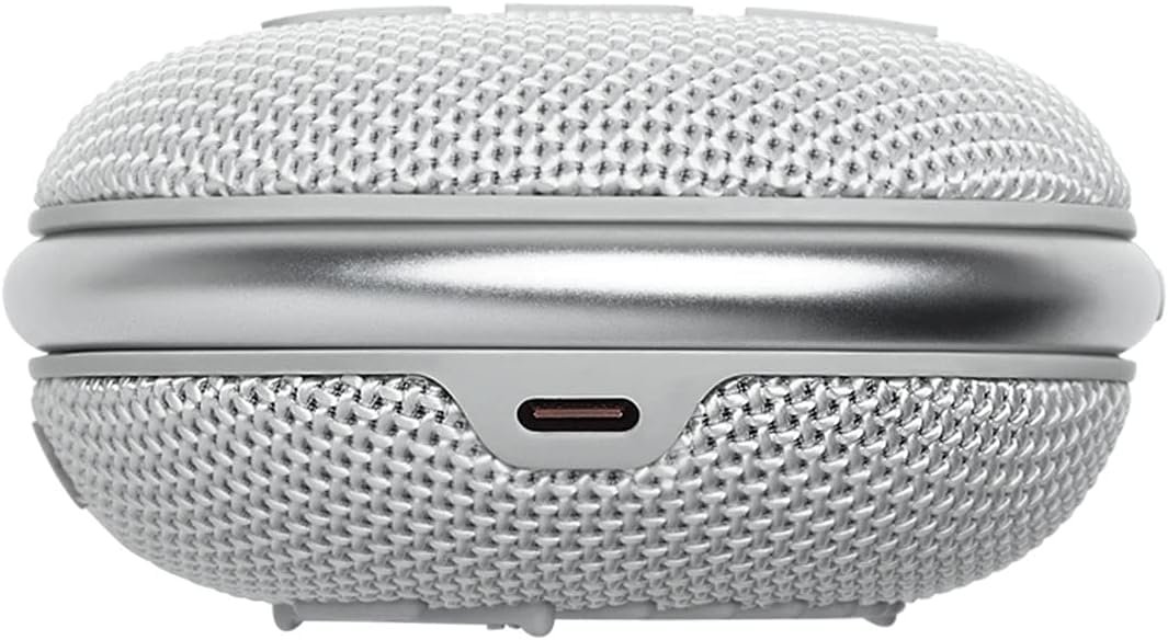 JBL Clip 4 Portable Bluetooth Speaker - White, IP67 Waterproof, Dustproof, 10 Hours Playtime, Integrated Carabiner, Ultra-Portable Design, Bold Style, Rich Pro Sound, Includes Pouch - Image 5