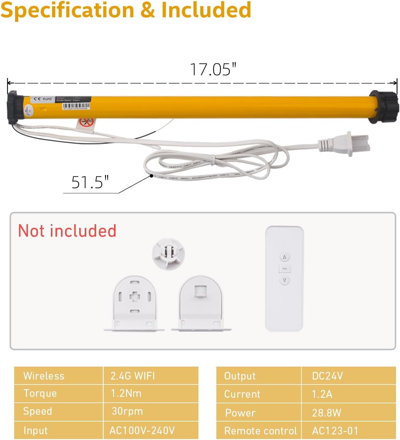 Smart Blinds Motor | WiFi Tubular Motor for Motorized Roller Shade,Windows Shade,Roller Blinds, Suitable for 1-1/2" (38mm) Diameter Tube - Only Motor - Image 3