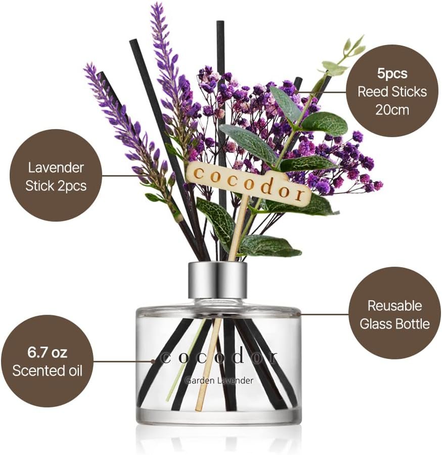 COCODOR Lavender Reed Diffuser/Garden Lavender / 6.7oz(200ml) / 1 Pack/Home Decor & Office Decor, Fragrance and Gifts - Image 4