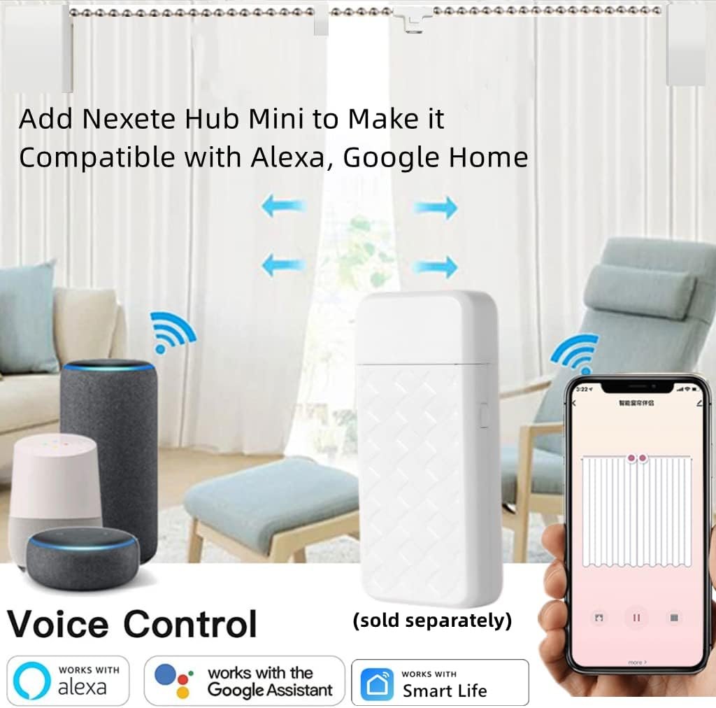 Nexete Smart Curtain Motor Robot, Automatic Curtain Open Timer, Wireless Remote & Smart Life App Control, Add Gateway to Make it Compatible with Alexa, Google Home (Smart Curtain kit) - Image 4