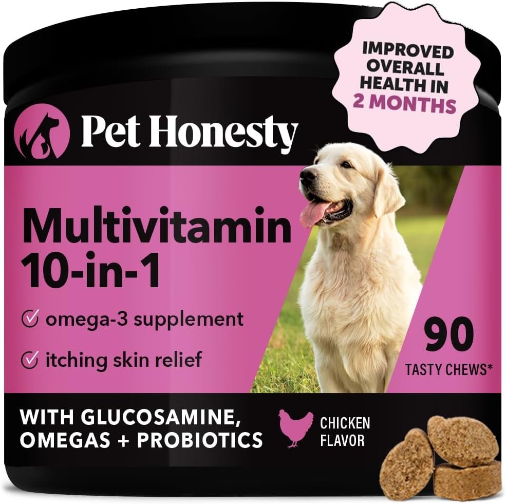 Pet Honesty Multivitamin Dog Supplement, Glucosamine chondroitin for Dogs, Probiotics, Omega Fish Oil, Dog Supplements & Vitamins, Dog Vitamins for Skin and Coat Allergies, (Chicken 90 ct) - Image 2