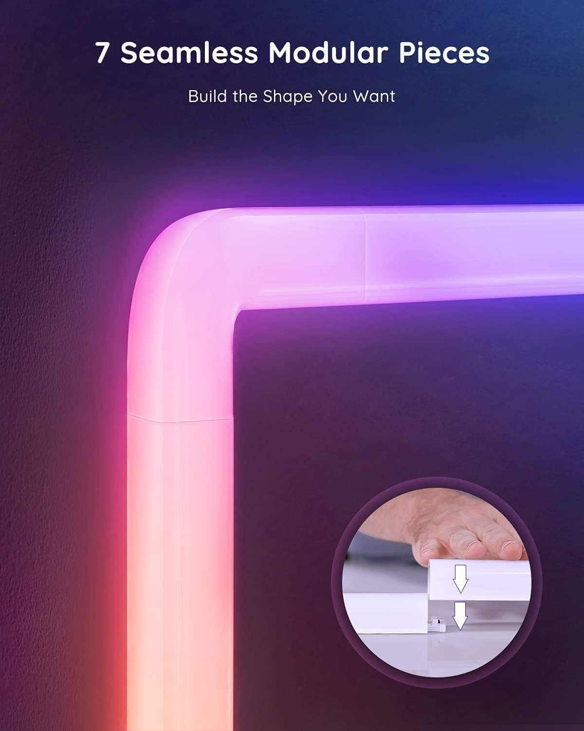 Govee Glide RGBIC LED Wall Lights, Smart RGBIC Wall Sconces for Gaming TV Bedroom Streaming, Work with Alexa and Google Assistant, Strip Lights with Music Sync, Christmas Lights, 6 Pcs and 1 Corner - Image 6