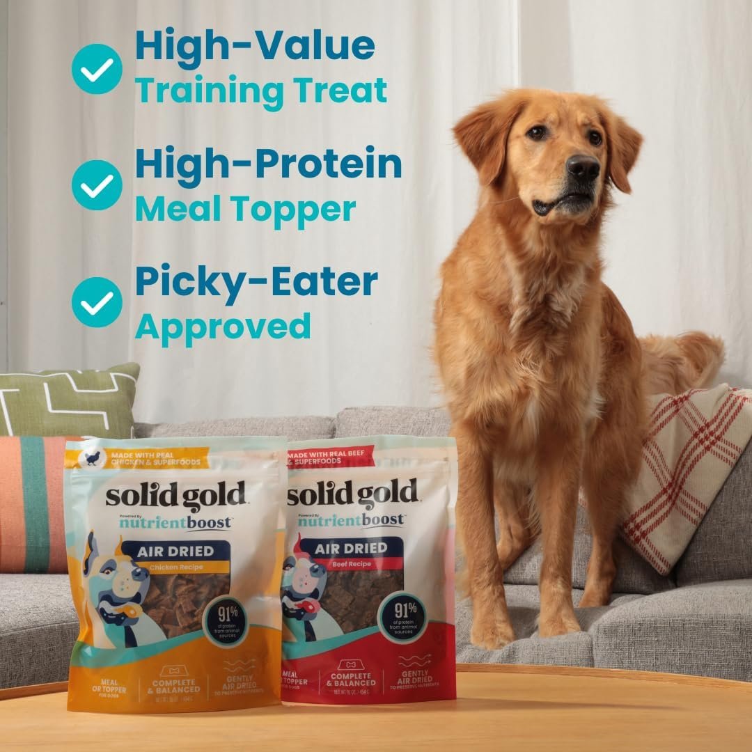 Solid Gold Air Dried Dog Food Toppers for Picky Eaters - Healthy Dog Treats Made with Real Beef to Serve as Meal Topper or Dog Treat - Supports Muscle Growth, Immunity, and Healthy Digestion - 1 LB - Image 6