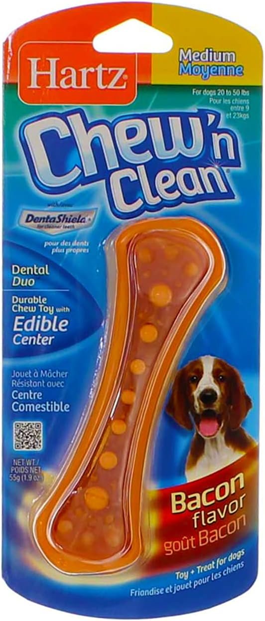 HARTZ Chew 'n Clean Dental Duo Bacon Flavored Dog Chew Toy - 1 Count(Pack of 1),Medium - Image 4