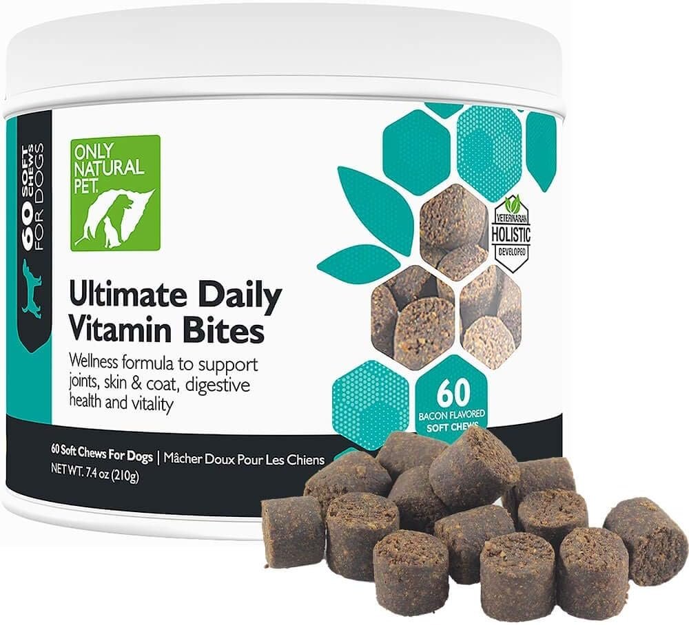 Only Natural Pet Ultimate Daily Vitamins - Complete Multivitamin Supplement for Dogs Balanced Health & Vitality - Senior Small & Large Canine Food Immune Digestive Support -60 Soft Chews (Pack of 1) - Image 2