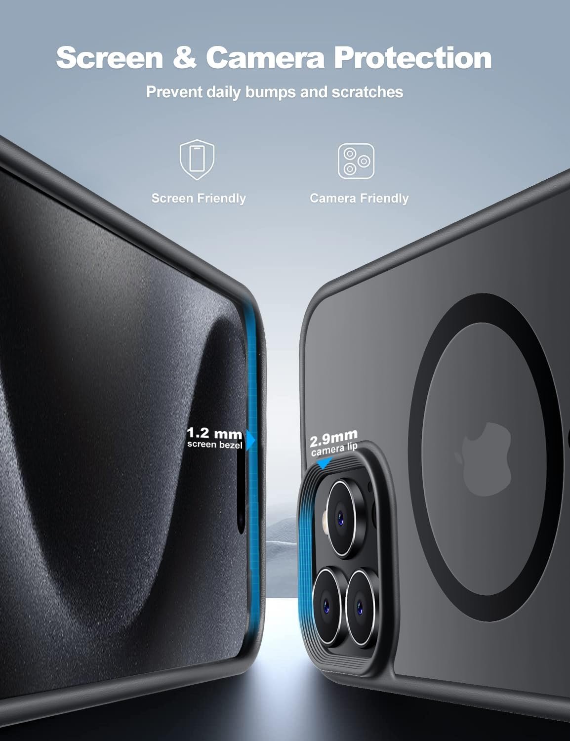 Tigowos for iPhone 15 Pro Max case Fits MagSafe 10FT Drop Resistant Matte Skin Feeling Shockproof Back Cover Fits iPhone 15 Pro Max Phone Cases, Titanium Black - Image 5