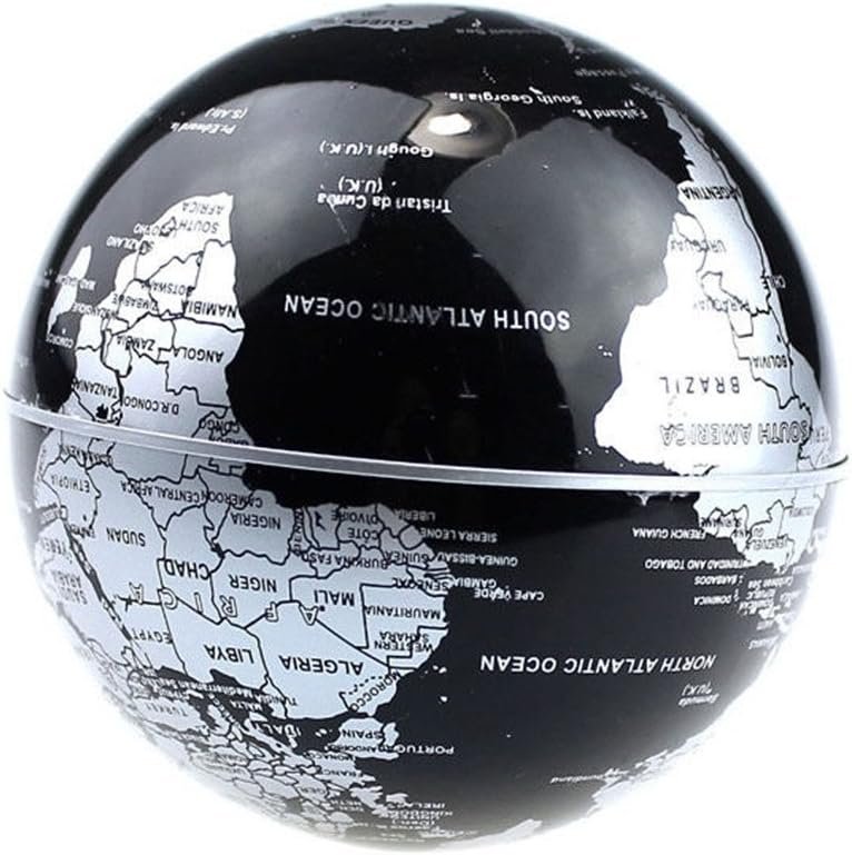 Estefanlo Floating Globe with LED Lights C Shape Magnetic Levitation Floating Globe World Map for Desk Decoration (Black-Silver) - Image 4