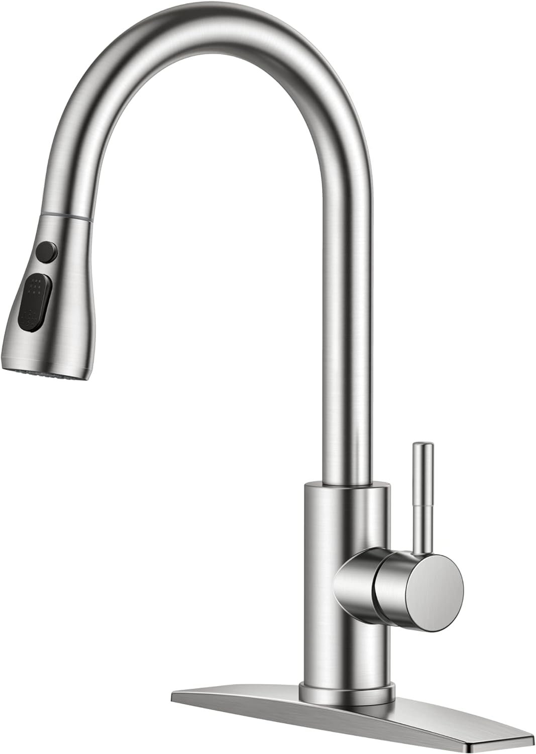 FORIOUS Kitchen Faucets, Brushed Nickel Kitchen Faucet with Pull Down Sprayer, High Arc Single Handle Stainless Steel Sink Faucets 1 or 3 Hole, Kitchen Sink Faucets for Farmhouse Camper Laundry Rv Bar - Image 2