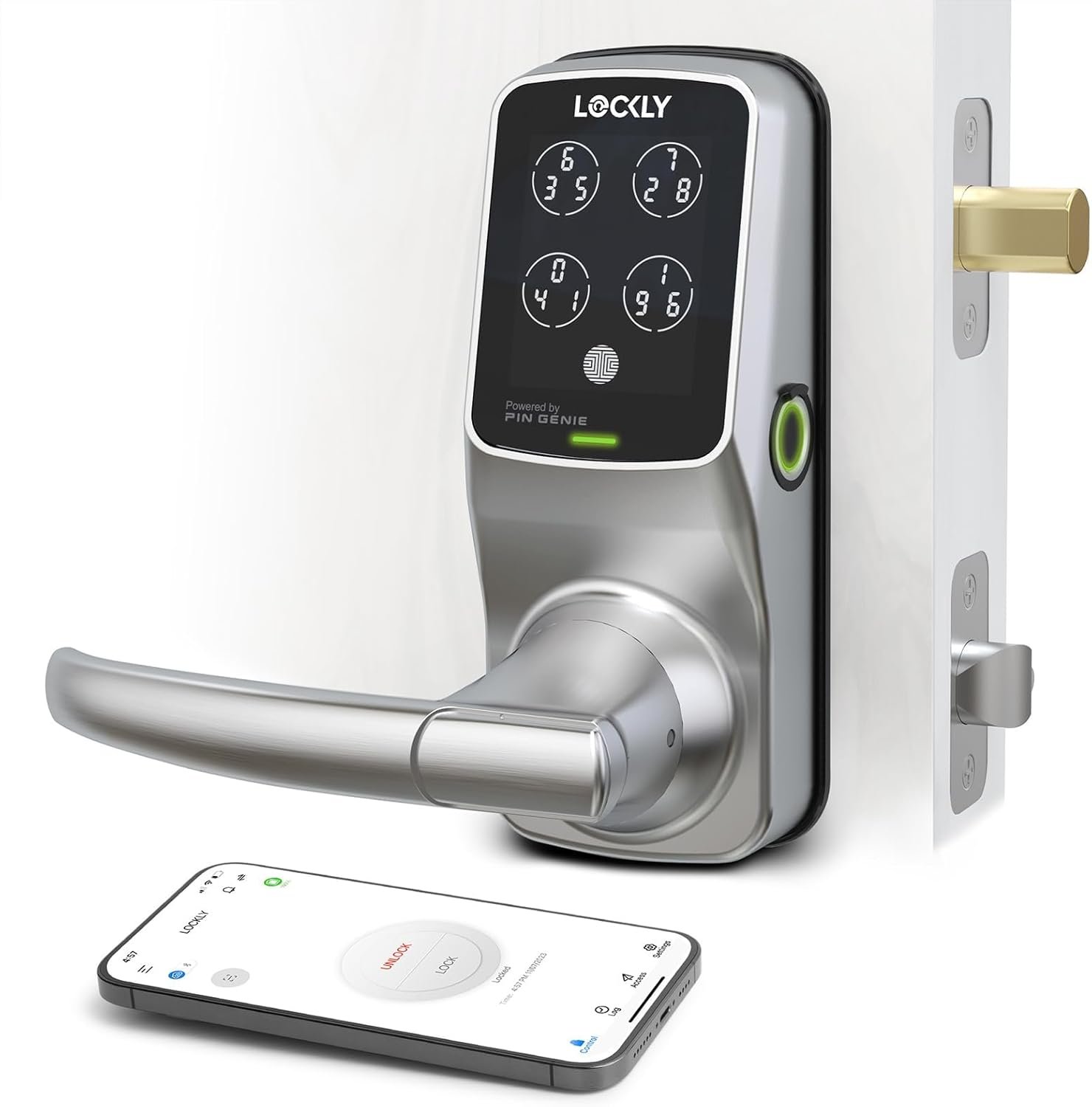 Lockly Duo Interconnected Deadbolt+Latch (PGD678W), Front Door Handle and Deadbolt Set, 3D Biometric Fingerprint Sensor, PIN Genie® Keypad, APP Remote Control (Satin Nickel) - Image 2